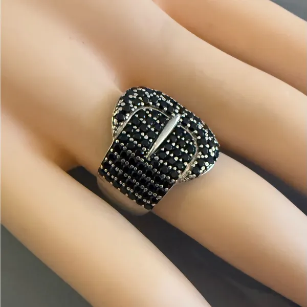 Chic Black and Silver Buckle Ring - Image 4
