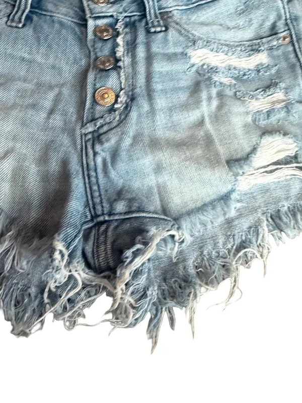 Abercrombie & Fitch Boyfriend Shorts Low Rise Light Wash Denim Button Fly Size 0 - Image 4