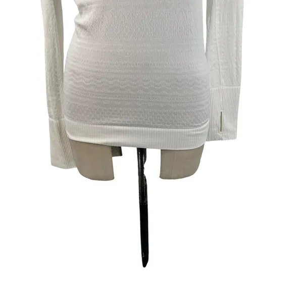 Lululemon Rest Less Hoodie‎ Long Sleeve Seamless Stretch Textured White Size 2 - Image 5