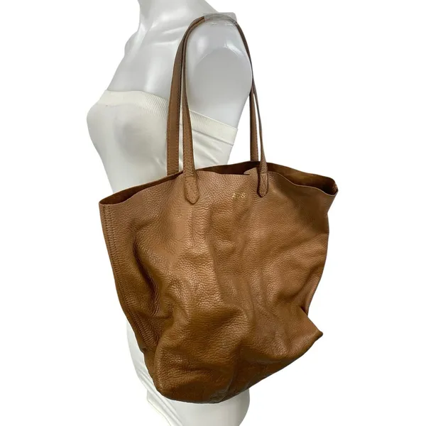 ACS CUYANA Brown Vegan Leather Slouchy Textured Shoulder Straps Tote Handbag OS - Image 5