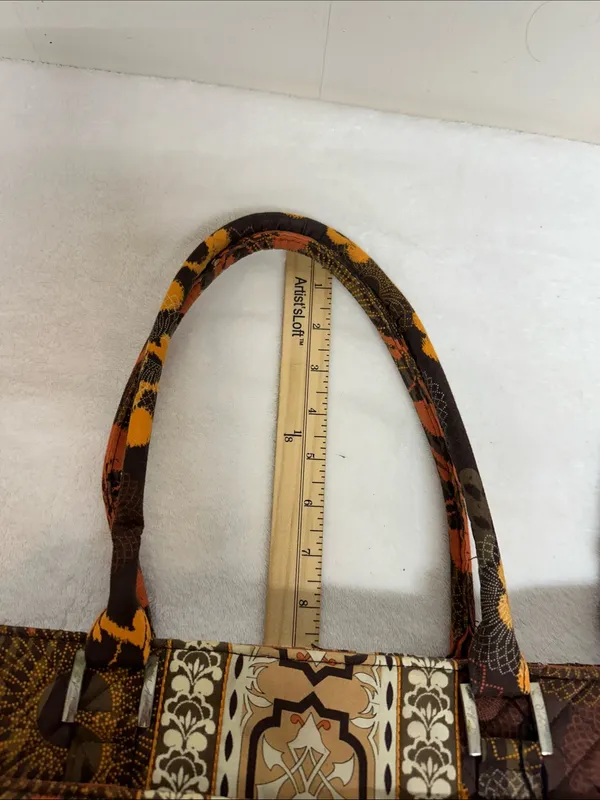 Stylish Orange and Brown Patterned Tote Bag with Crossbody strap - Image 11