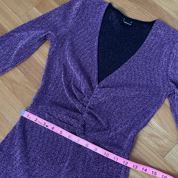Gina Tricot Purple Long Sleeve Midi Dress Women’s Size XS Glitter Knit - Image 6