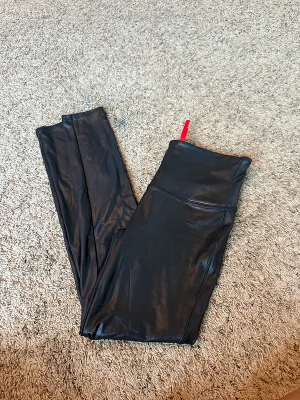 Black Spanx Leggings Faux Leather - Image 2