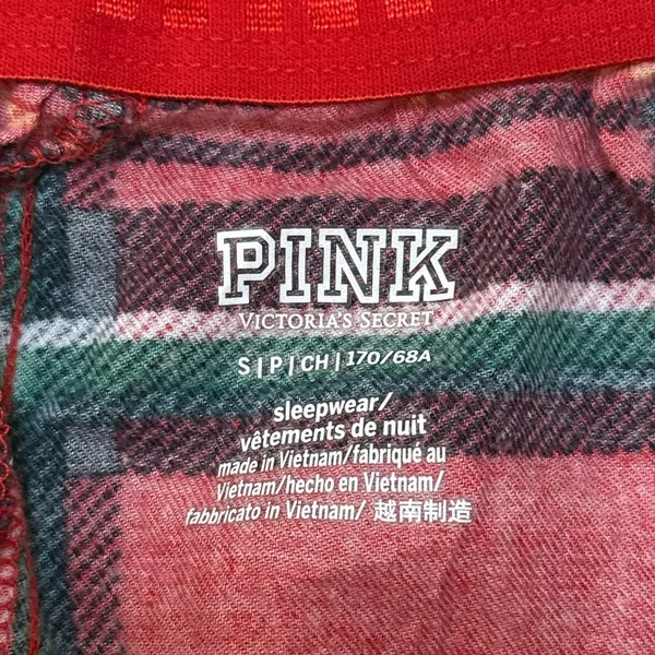 PINK Victoria’s Secret red green plaid pajama shorts women’s size small - Image 6