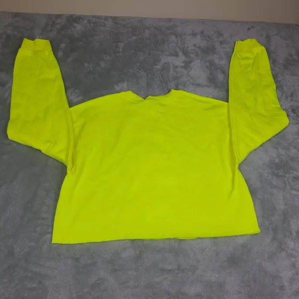 Doja Cat Cropped Graphic Pullover Sweatshirt Highlighter‎ Yellow Women Sz M NWOT - Image 4