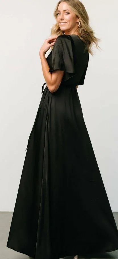 Baltic Born Vara Satin Maxi Wrap Dress Short Sleeve New Without Tags - Image 2