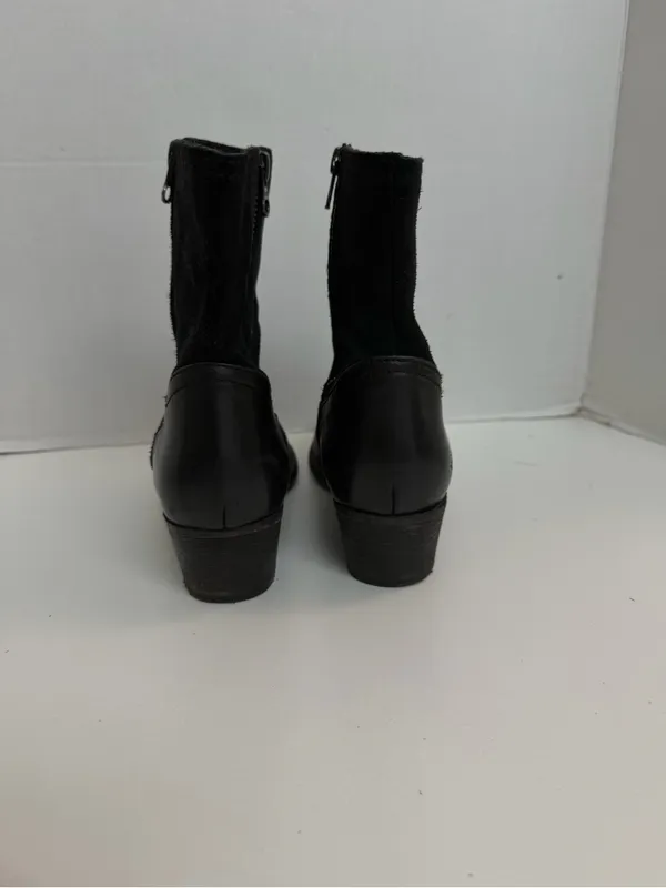 H by Hudson Riley Boots Leather Zippers Western Festival Cowgirl Boho Black - Image 3