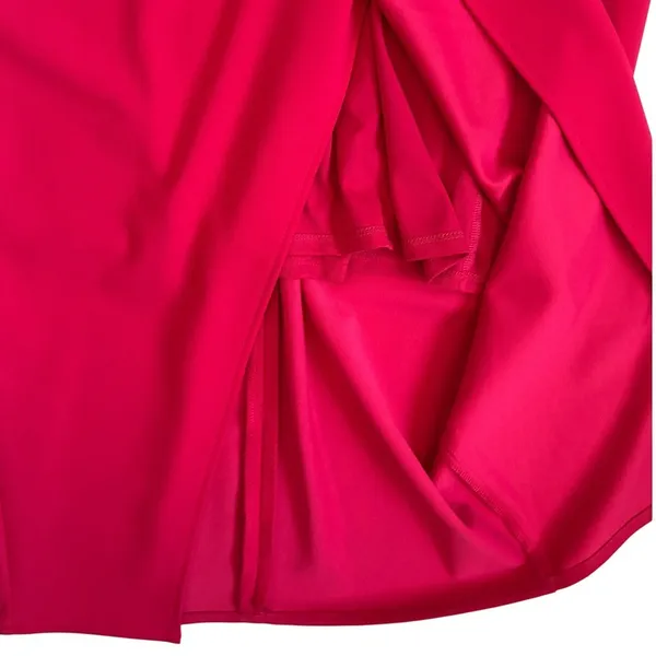 Betsey Johnson Red Faux Wrap Midi Dress Womens 8 V Neck Spaghetti Strap - Image 9