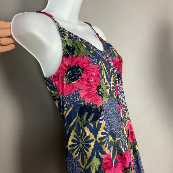 Abercrombie &‎ Fitch Dress Mini Lace-Up Back Floral Graphic Pattern Button-Up XS - Image 10