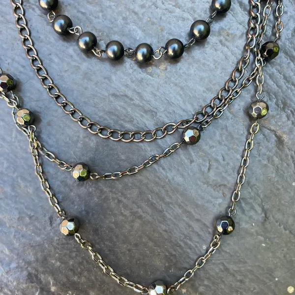 Free People Beautiful vintage beaded layered chain necklace - Image 5
