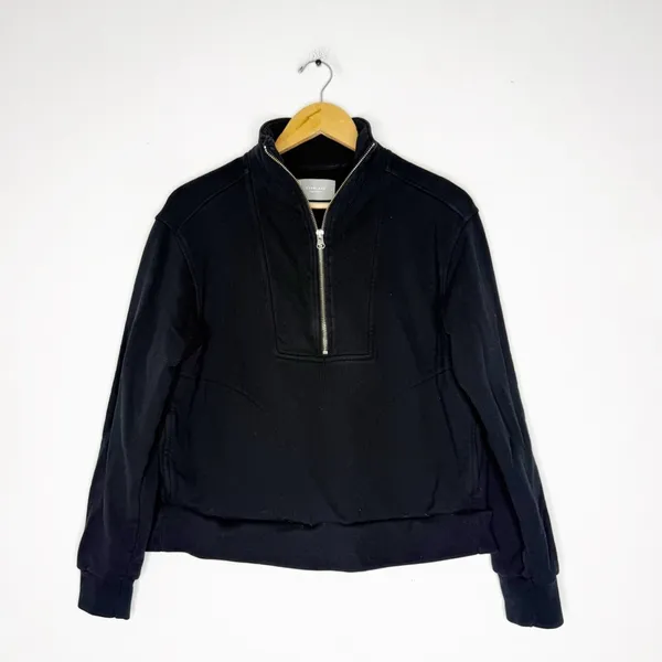 Everlane Track Half-Zip Pullover Organic Cotton Black Size Small - Image 2