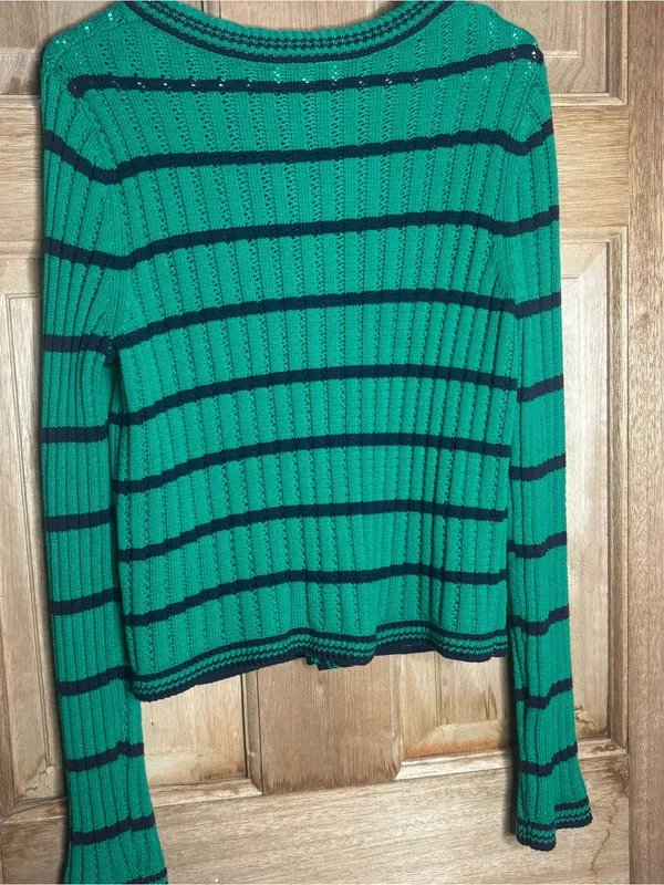 Free assembly women’s Green Striped Cardigan Sweater size S - Image 6