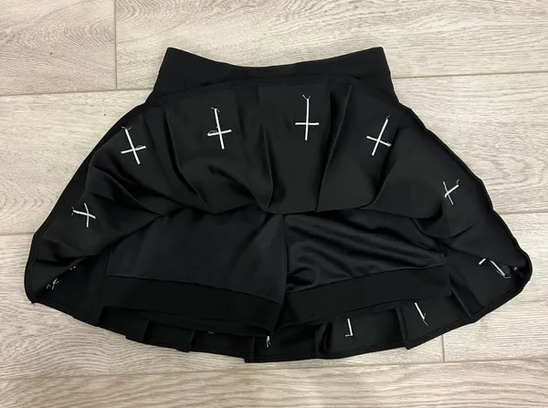 goth y2k emo cross grunge pleated mini skirt ❤︎︎ Black Size XS - Image 3