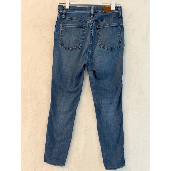 Madewell 10‎ High-Rise Skinny Crop Jeans Womens 26 Button Fly Raw Hem Blue Denim - Image 5