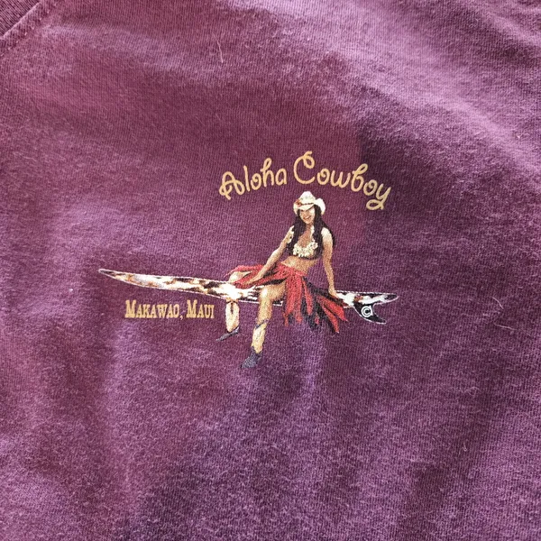 LAT ‘Aloha Cowboy’ Graphic Purple Tee size Medium - Image 8
