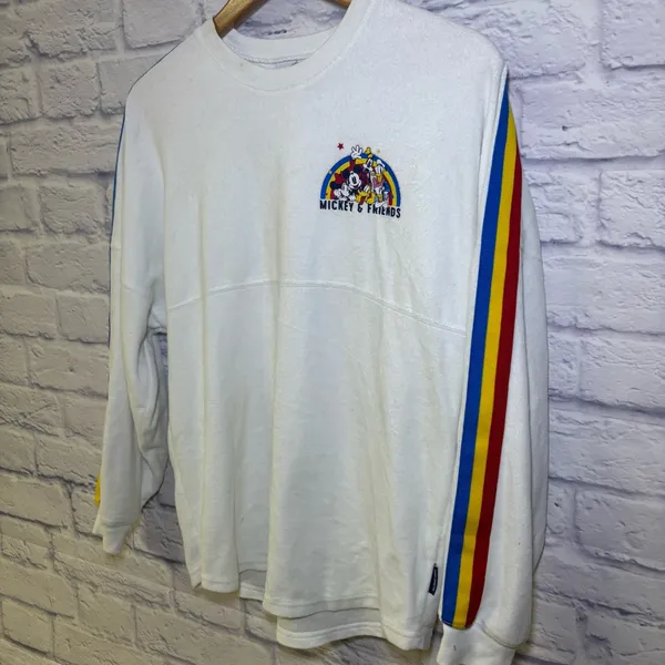 Authentic Disney Spirit Jersey Feelin Classic Sz XS White Velour Mickey Rainbow - Image 7