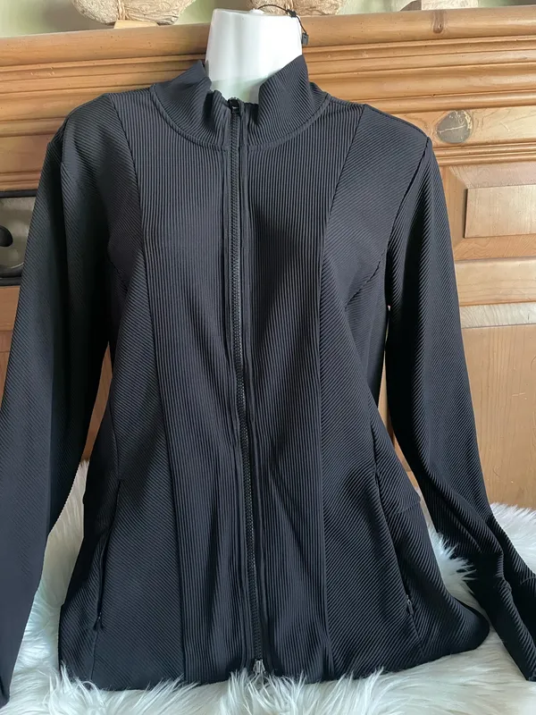Athleta Shanti Ribbed Jacke... Women's Athletic Zip-Up Jacket with Thumbhole - Image 6