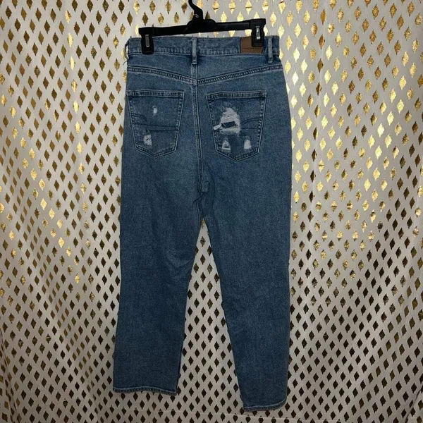 American Eagle jeans super distressed baggy pants straight boyfriend size 8 - Image 3