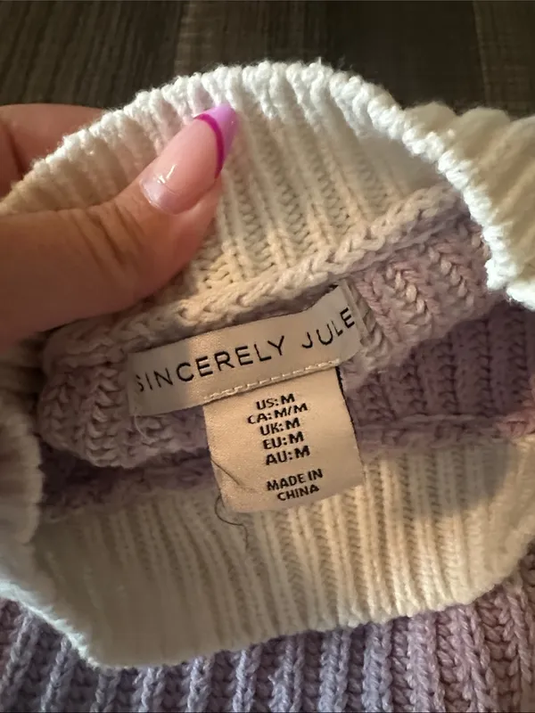 Sincerely Jules Lavender and White Striped Cropped Crew Sweater - Image 3