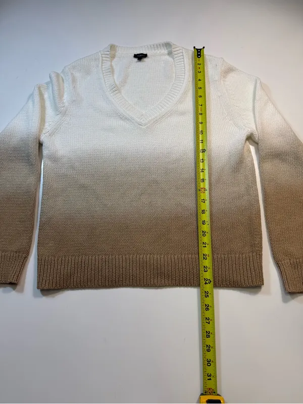 Talbots 100% Cotton Neutral Ombre V-Neck Sweater - Image 3