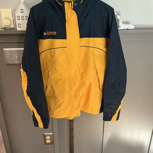 Columbia Women’s Yellow Navy Hooded Rain Jacket Interchange Shell X - Image 2