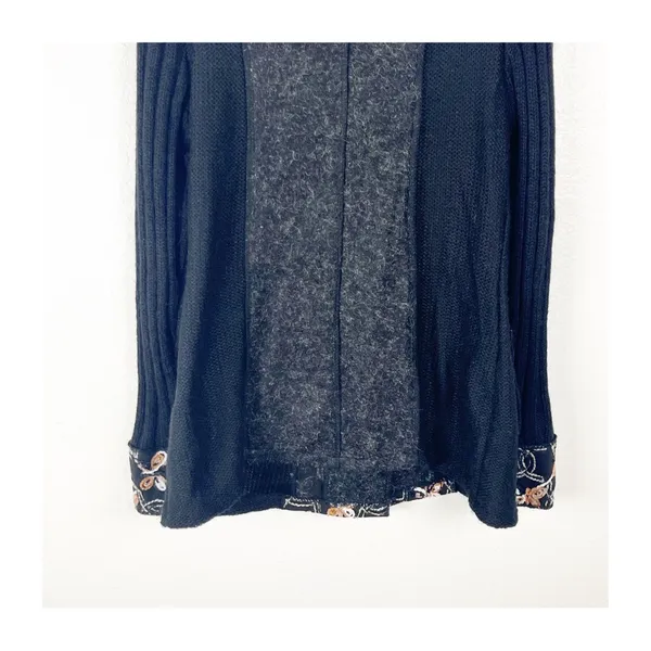 SIONI Black Long Sleeves Embroidered Details Long Sleeves Cardigan Small Boho - Image 7