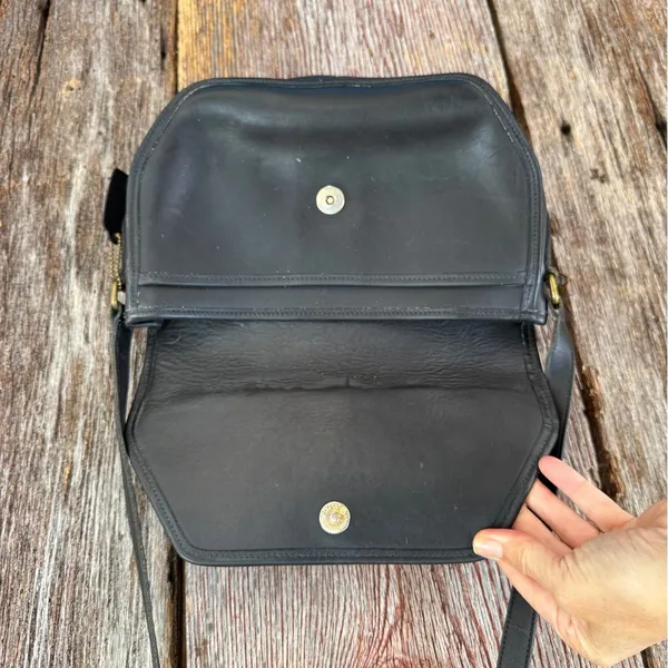 Vintage‎ COACH #9947 "Vista" Black Leather Crossbody Bag Purse Saddle 90’s - Image 3