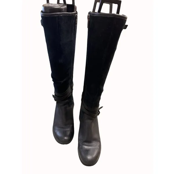 UGG Australia women’s black leather suede knee high boots size 7 SKU 5036 - Image 2