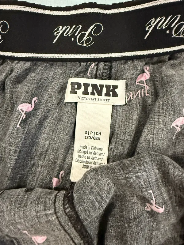 PINK Victoria's Secret Black Shorts with Pink Flamingo Print - Image 3