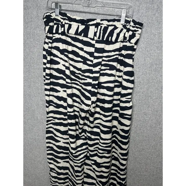 K. Jordan Large‎ Womens Pants Wide Leg Zebra Print Black White Loose Flowy - Image 14