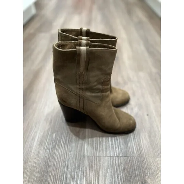KATE SPADE New York BAISE bootie SIZE 9 M Block Heel Suede Leather Tobacco Brown - Image 2
