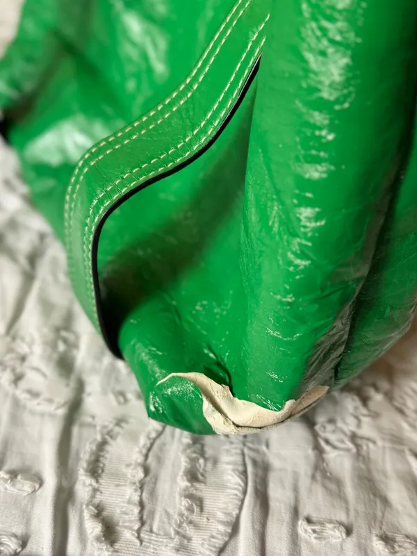 Guess Shiny Green Patent Tote with Branded Plaque - Image 4