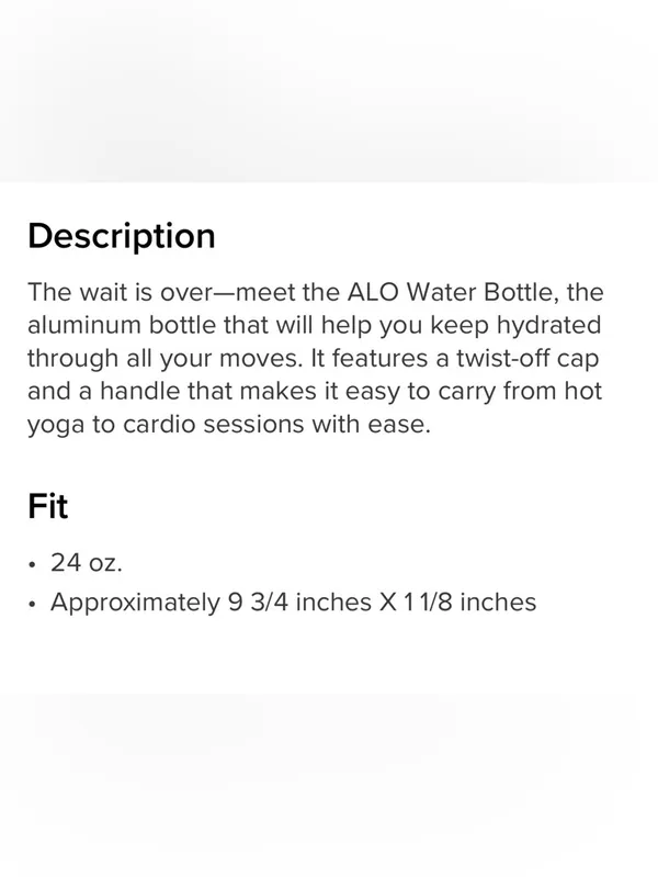 ALO Yoga Black Aluminum Water Bottle with Carry Handle NWT 24oz - Image 3