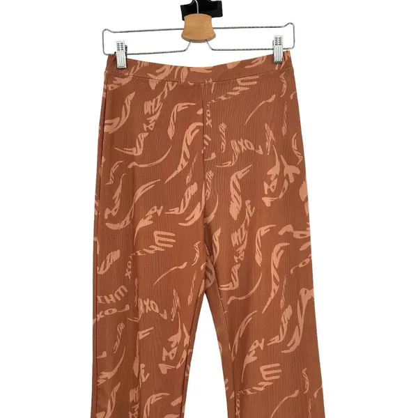 White Fox Boutique Find My‎ Own Way Pants Cappuccino Whirl Print Medium - Image 4