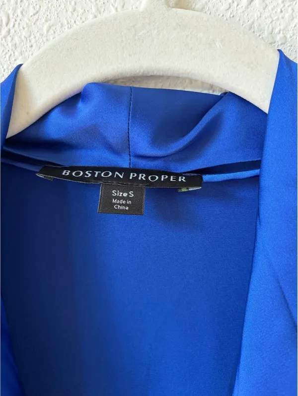 Boston Proper Satin Cowl Neck Sleeveless Top Blue Size Small Luxury Party - Image 4