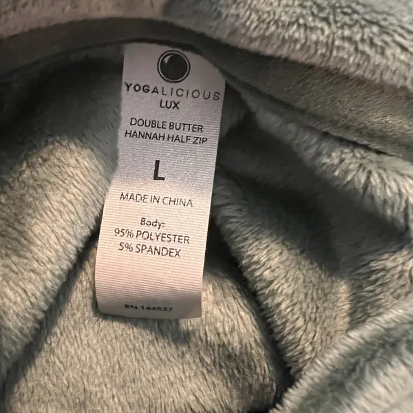yogalicious‎ Velvet Sweatshirt Large 1/2 Zip Cropped Oversized Boxy - Image 3