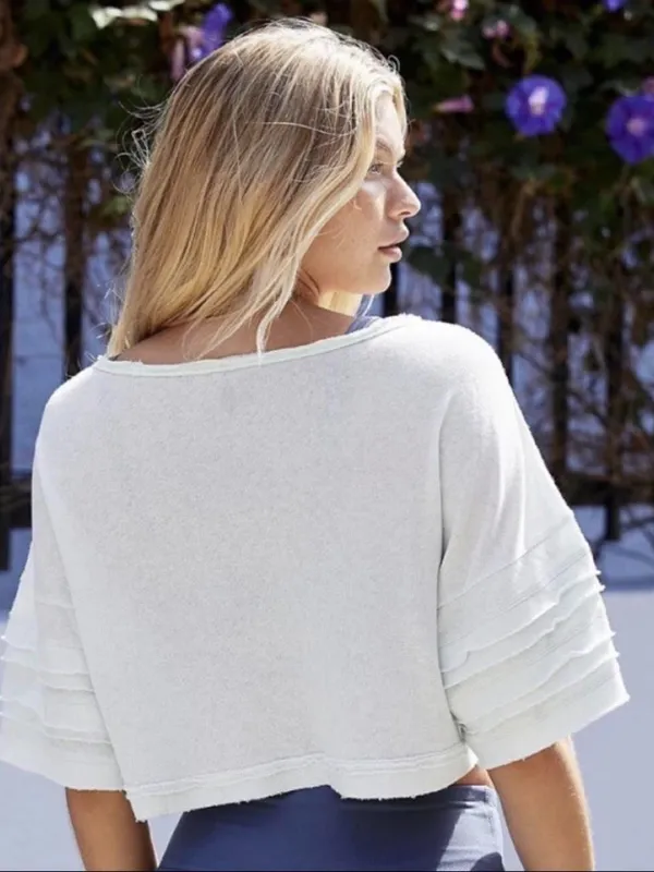 Free People Women's Green and Blue Crop-top - Image 3