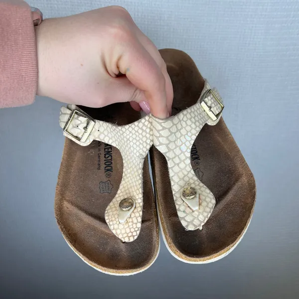 Birkenstock Gizeh Cream Snakeskin Embossed Leather Thong Sandals EU‎ 35 US 4-4.5 - Image 2