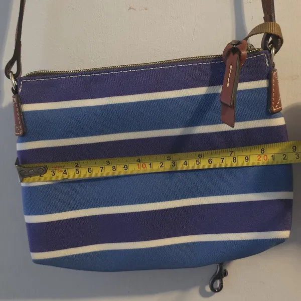 Dooney & Bourke Blue and Cream Striped Tote - Image 9