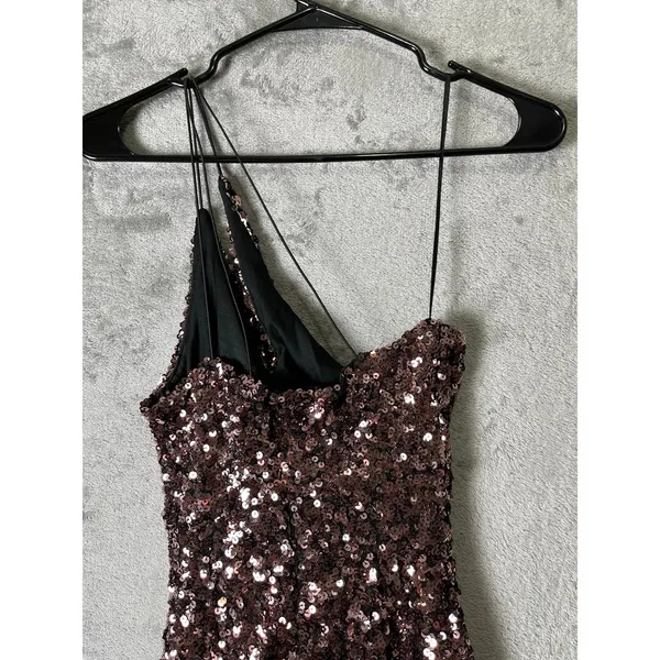 ASTR The Label Rose Gold Sequin Cutout Asymmetrical Mini Party Dress Size XS New - Image 6