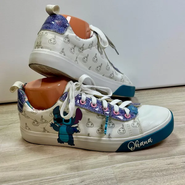 Disney Ground Up Lilo and Stitch Scrump Ohana White Glitter Sneakers Womens 9 - Image 3