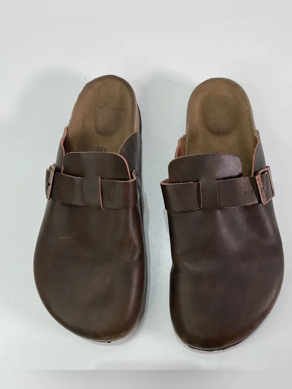 Project Cloud Women's 9 Brown Leather Clog Mules Buckle Comfort Shoes Preppy - Image 3