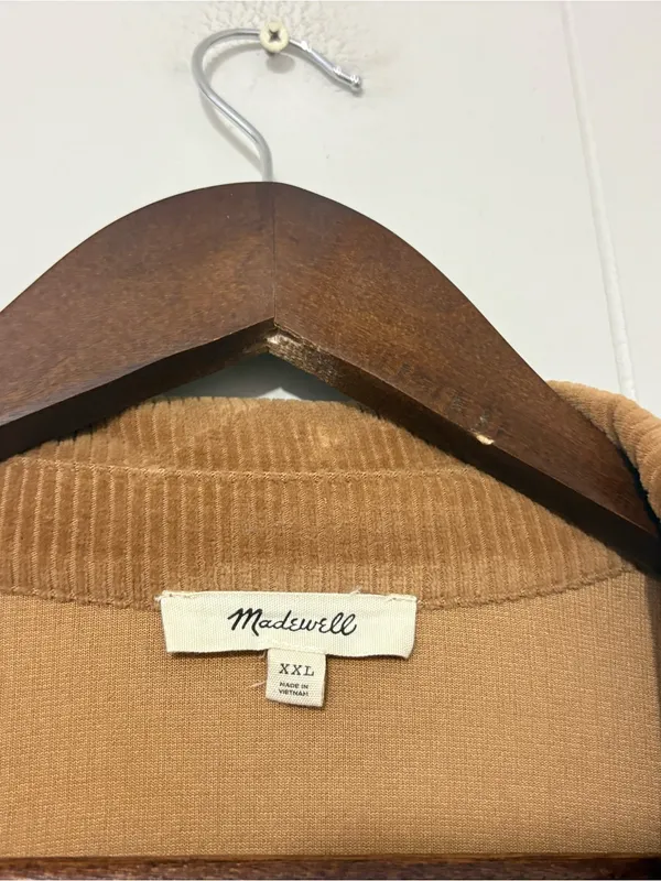 Madewell Knit Corduroy Redford Blazer Camel XXL Double Breasted Oversized - Image 3