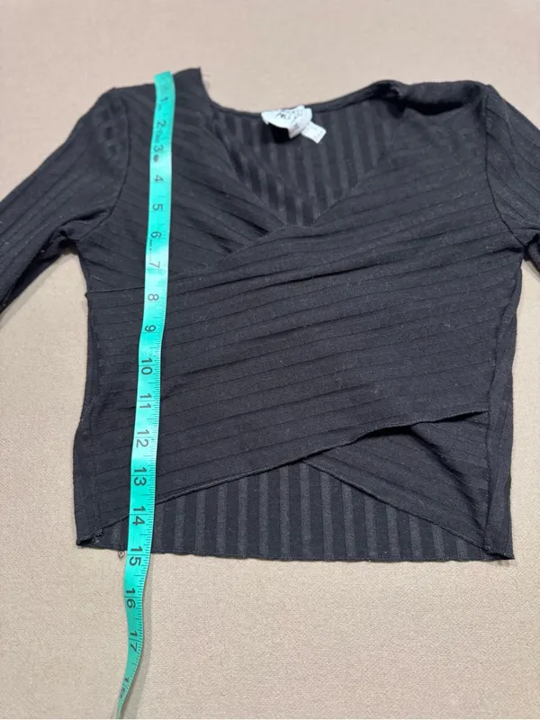 Princess Polly Black Ribbed Abigail Wrap Crop top - Image 7