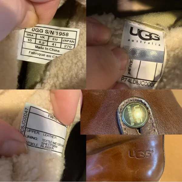 Ugg "Lynnea" Cognac Brown Leather Clog Boots With Sherpa Lining (10) - Image 12