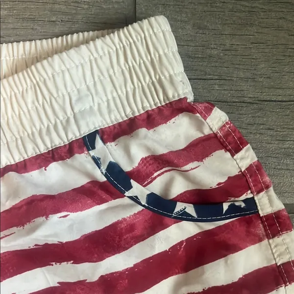 Raya Sun Athletic Shorts Red and White with Drawstring Waist - Image 4