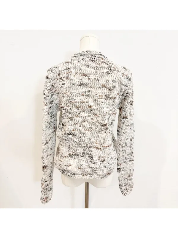 8 by Yoox Speckled Sweater Small Cozy Grandmacore Confetti Chunky Knit Retro Top - Image 5