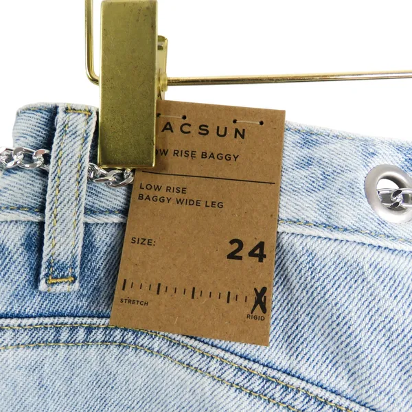 Pacsun Pacsun Low Rise Wide Leg Jeans Light Wash Silver Chain Belt Size 24 Baggy - Image 9