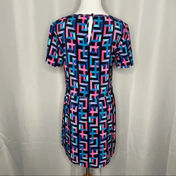 Amanda Uprichard Geometric Bright 80s Style Dress One Piece Two Piece‎ Look Silk - Image 8