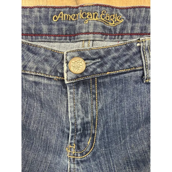American Eagle Hipster Jeans Womens 12 Reg Blue Flare Leg Y2K Vintage 2002 - Image 5